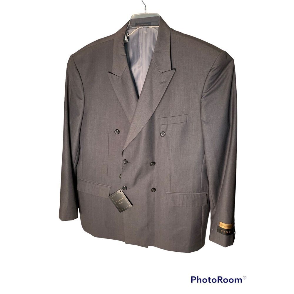 New Zegna Vinci‎ Couture 50L Heather Gray Suit Jkt Double Breasted Made In Italy
